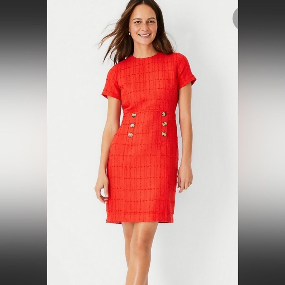 LOFT Button Tweed Dress NWT